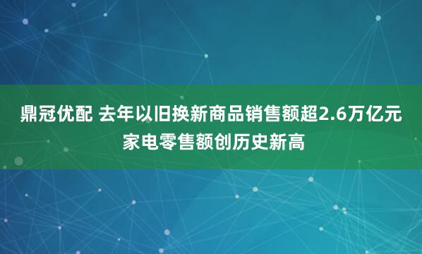 鼎冠优配 去年以旧换新商品销售额超2.6万亿元 家电零售额创历史新高